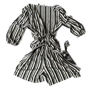 New York & Company Black & White Pinstripe Romper Women's Size M